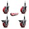 Service Caster 4'' Red Poly Wheel Swivel 3/4'' Expanding Stem Caster Set 2 Brakes, 4PK SCC-EX20S414-PPUB-RED-2-PLB-2-34 - alternate 4
